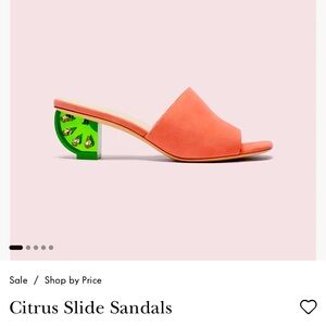 Kate Spade Citrus Slide Sandals Coral Lime Suede.